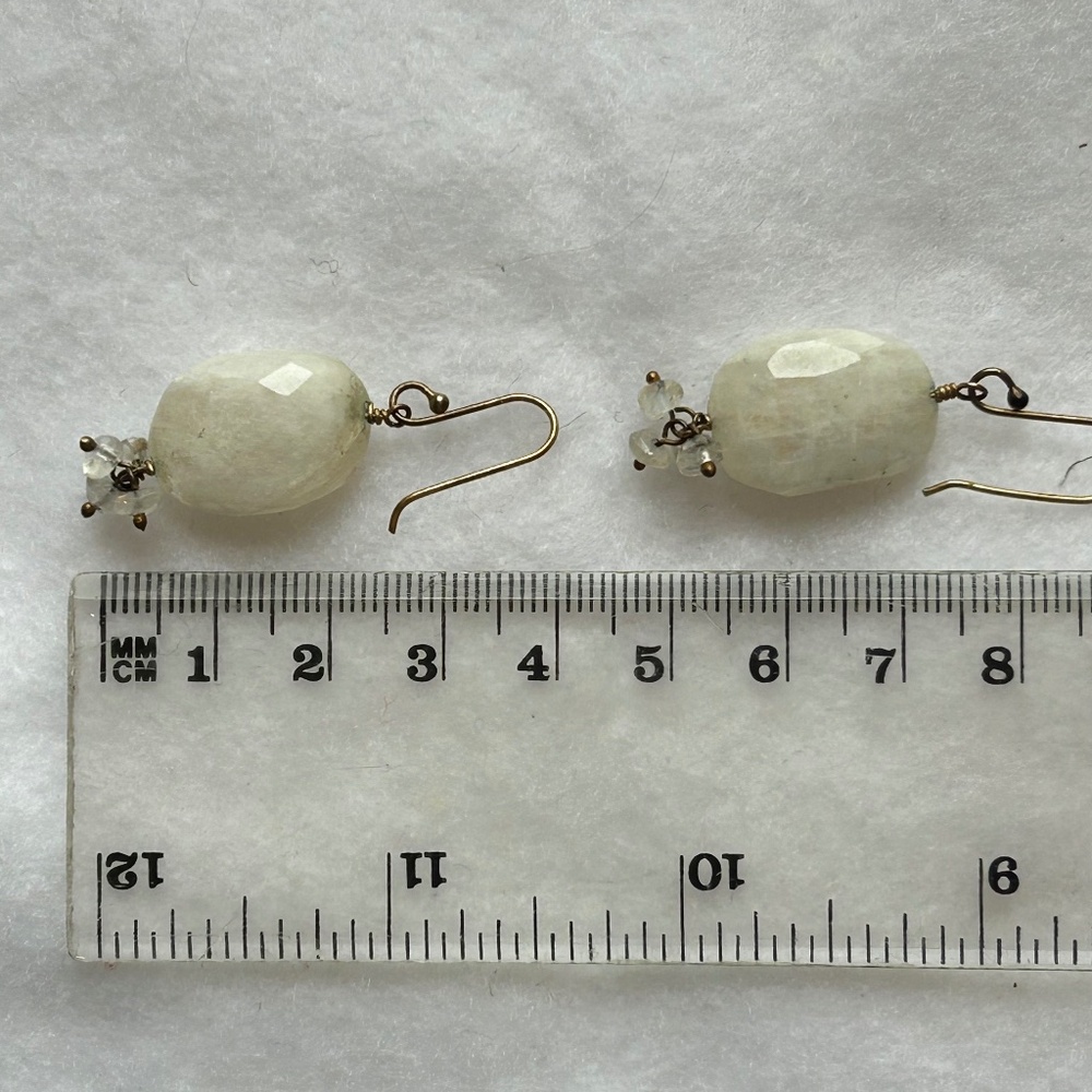 Rainbow moonstone drop earrings